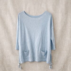 Lilly Pulitzer Elba Light Blue Tassel Hem Pocket Tunic Sweater Size Small